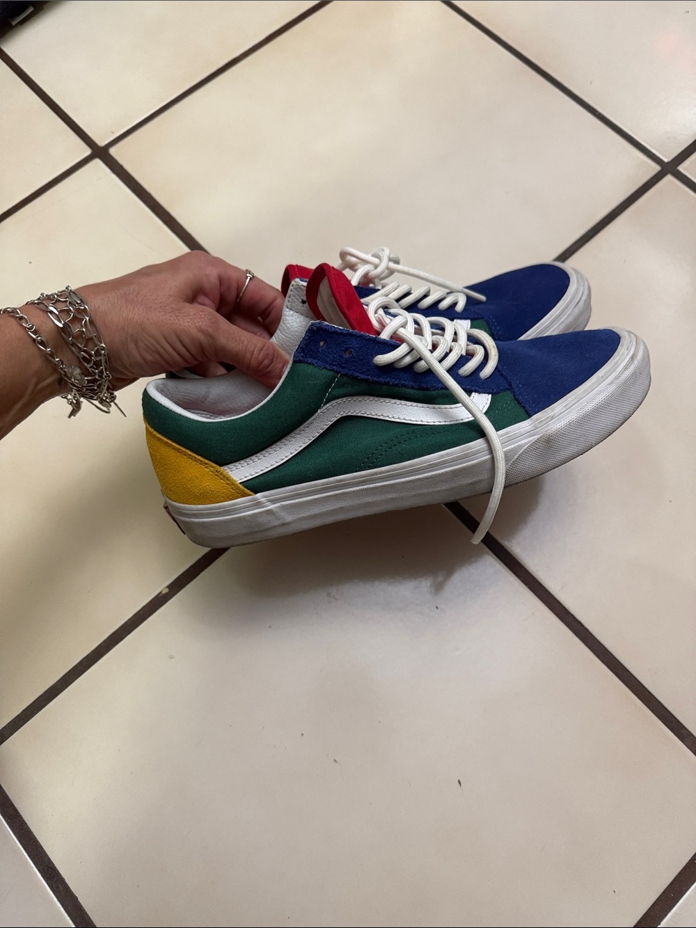 Vans Multicolor Low-Top Sneakers — Blue, Green, Yellow, Red, White